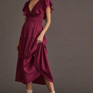 NWT Anthropologie Plus Ruffled Tiered Midi Dress